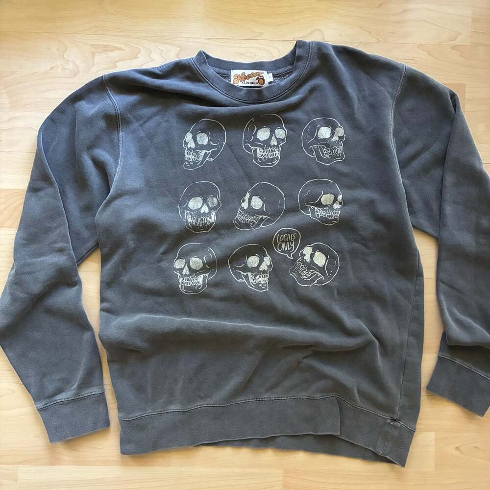 Nectar Clothing Locals Only Skull Graphic Crewneck Sweatshirt Sz M